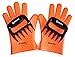 Silicone Heat Resistant Oven Grill BBQ Gloves for Cooking, Baking, Smoking & Potholder - with 2 Meat Shredders - (One-Size-Fits-Most, Orange)