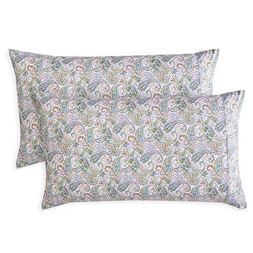 Elegant Comfort Ultraweiches Set mit 2 Kissenbezügen mit Blumendruck, 1500 Premium-Mikrofaser, Hotelqualität, weich und glatt, Hotelverschluss, 2-teil