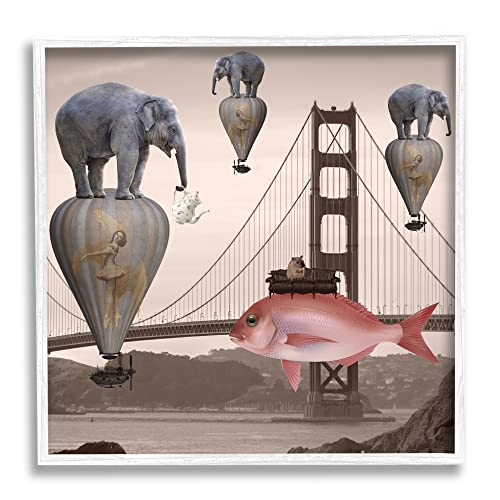 Stupell Industries Surreal Elephant Fish Balloons Golden Gate Bridge Water, Des…