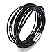JEWELRIESHOP Great Matching Genuine Leather 2 Row Wrap Bracelet Wristband, Handmade, Unisex, Real Leather