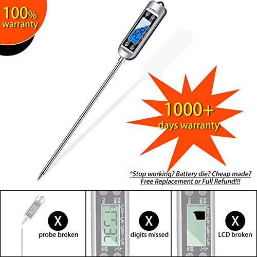 Cbiumpro Meat Thermometer, Ultra Long Probe Instant Read Digital Kitchen Food Thermometer for Cooking, Meat Grilling, Cheese, Yogurt, Baking, Candy, Milk, BBQ Smoker