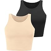 Yeawinta Workout Crop Tops for Women Cropped Racerback Halter Neck Shirts Sleeveless Yoga Tops Pack