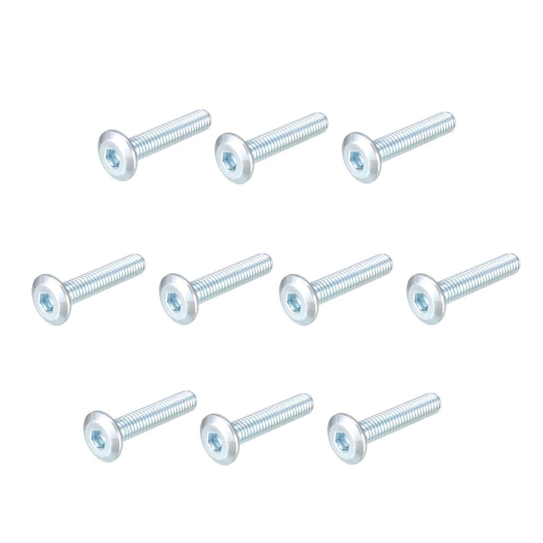 sourcing map M6x30mm Furniture Screw Hex Socket Cap Machine Screws Zinc Plated Fasteners Bolts Full Thread Carbon Steel 10Pcs