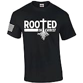 Rooted in Christ Tree Roots Mens Christian Short Sleeve T-Shirt Graphic Tee