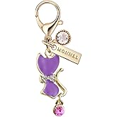 MONNEL MC152 Adorable Cat kitten Lobster Clasp Charm Pendant with Velvet Bag (Purple,1 piece)