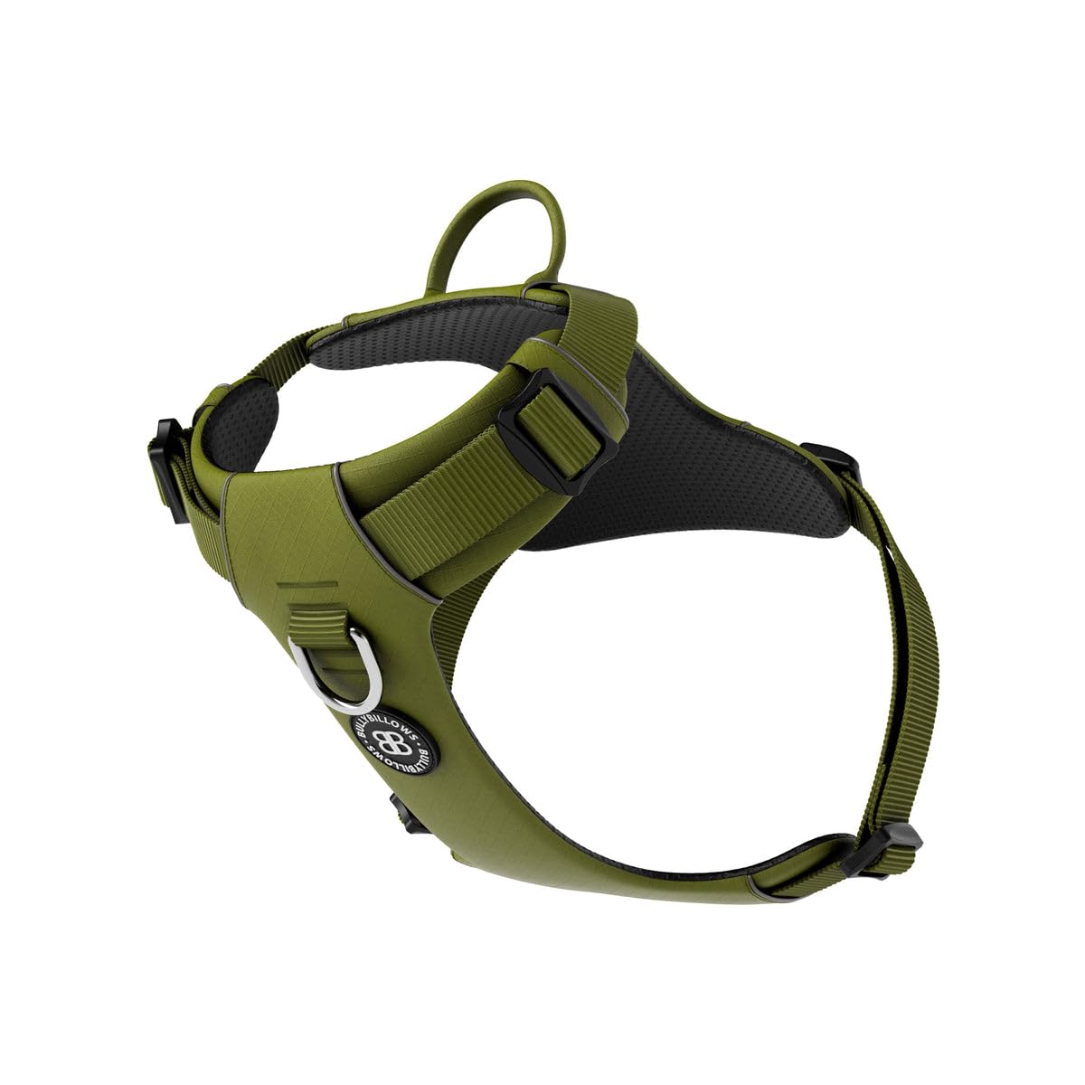 BullyBillows Air Mesh Dog Harness - Non-Restrictive, Ultra Soft, Adjustable, Anti-Pull Design with Handle - Perfect for Any Dog Breed | Olive Green | Small
