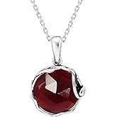 ADITA GOLD 925 Sterling Silver Red Garnet Necklaces for Women - January Birthstone - Silver Pendant Necklaces - Statement Necklace Silver - Everyday Jewelry Silver - Necklace Garnet