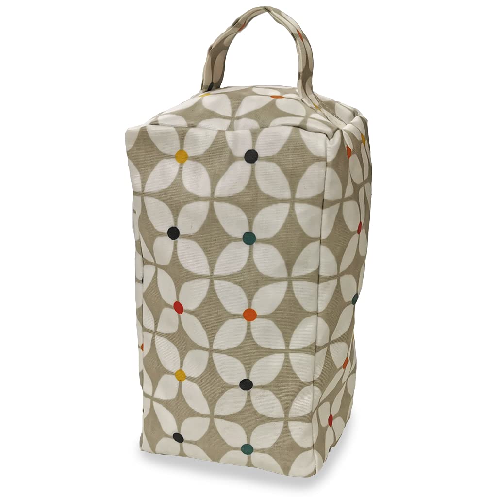 Fabric Door Stop, Tall Decorative Oilcloth Door Stopper for Outdoor, Indoor, Patio, Kitchen, Bedroom Use - 20cm/8in Tall Fabric Door Stop - Unfilled (Gray Scandi Marguerite) — image 1