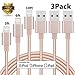 Bestfy Phone Charger, Lightning cable 3Pack 3FT 6FT 10FT Nylon Braided Charging Cord Compatible with iPhone X/8 Plus/8/7 Plus/7/6s Plus/6s/6 Plus/6/5s/5/5c/SE/iPad/iPod and More(Gold)