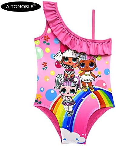 AITONOBLE LOL Swimwear Surprise Doll Cosplay Costume 1 Piece Grils Swimsuit Kids Summer Beachwear