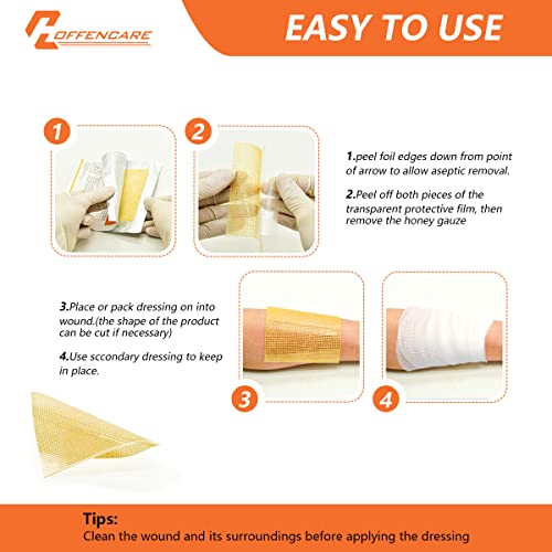 Honey Wound Dressing, 4" X 4" Manuka Honey Wound Care, Medical Grade