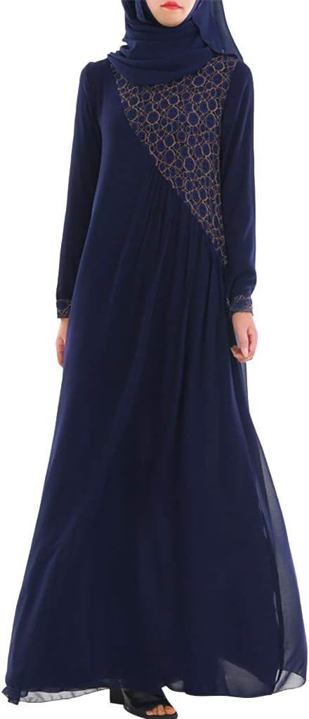Muslim Dress for Women Ethnic Dubai Kaftan Robe Jalabiya Abaya Arabian Islamic Gown Flowy Maxi Dresses