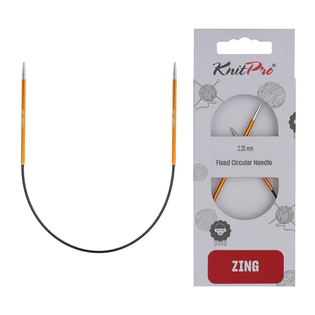 KnitPro Zing Fixed Circular Needles 9" (22.5cm) | 2.25mm