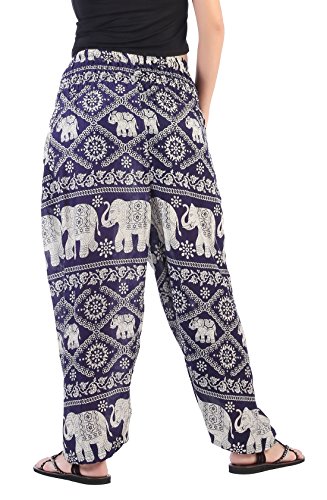 image for CandyHusky Elastic Waist Peacock Print Loose Baggy Hippie Boho Yoga Ha