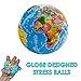 Squeezable Stress Ball 12 Pack - Tension Relief Activity Balls Set of 12 - Pressure Relieving Health Balls - Therapeutic Relaxing Squeeze Ball Pack of 12 Globe Pattern Balls
