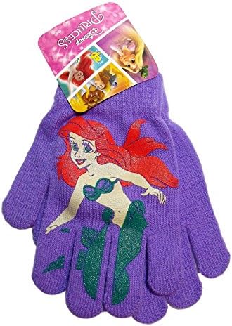 Little Mermaid Ariel Purple Girls Knit Winter Gloves