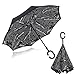 Zameka Double Layer Inverted Umbrellas Reverse Folding Umbrella Windproof UV Protection Big Straight Umbrella Inside Out Upside Down for Car Rain Outdoor with C-Shaped Handle