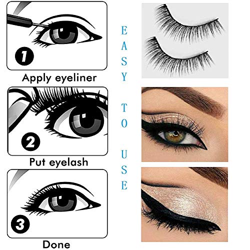 Magnetic Eyeliner and Lashes Kit 2 Styles False Eyelashes 3D Black Lashliner (Bead)