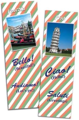 Italian English Bilingual Bookmarks - Assorted Images of Italy - for Language Learning, Rewards, and Gifts (6)