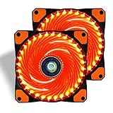 CONISY 120mm PC Case Cooling Fan Super Silent Computer LED High Airflow Cooler Fans - Orange (2 Pack)