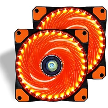 CONISY 120mm PC Case Cooling Fan Super Silent Computer LED High Airflow Cooler Fans - Orange (2 Pack)