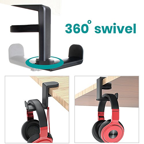 Klearlook Headphone Headset Stand Holder, 360 Degree Swivel Adjustable