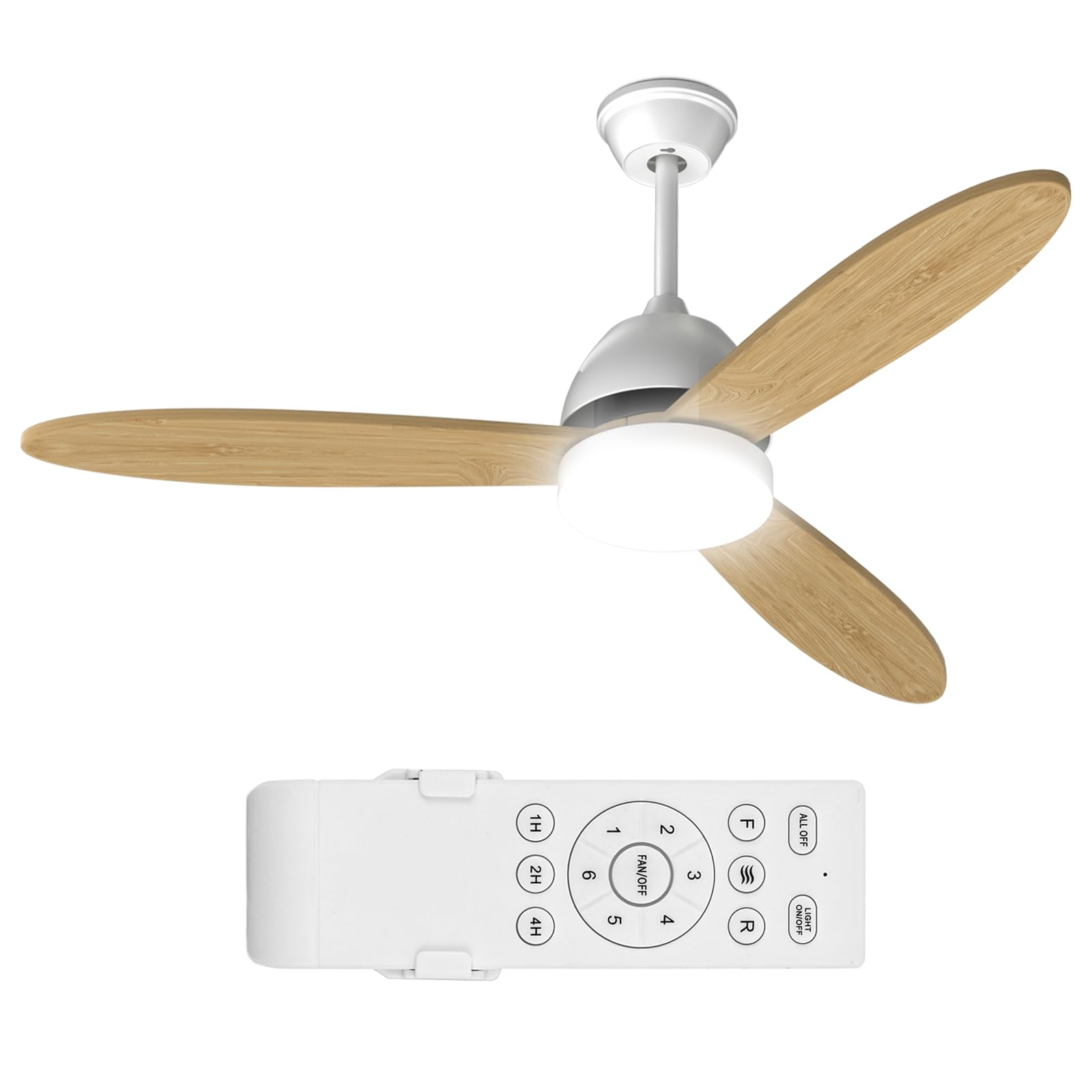 Photo 1 of Athena Collection Low Profile Ceiling Fan with Light, 52" Modern Flush Mount Ceiling Fan with Remote for 6-speed and Timing Control, Reversible DC Motor for Indoor Living Room Bedroom Garage, White