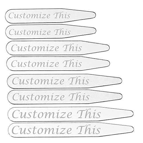 Zysta Free Engraving - Personalized Custom 8pcs Top Quality Silver Metal Collar Stays Bones Stiffeners For Dress Shirts 4 Sizes Set, 2.2" 2.5" 2.75" 3" - Thumbnail 2