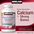 Kirkland Signature Calcium Citrate Magnesium and Zinc with Vitamin D3: 500 Tablets