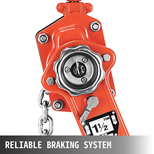 Happybuy Manual Lever Chain Hoist, 1-1/2 Ton 3300 lbs Capacity 20 FT Come Along, G80 Galvanized Steel with Weston Double-Pawl Brake,Auto Chain Leading & 360° Rotation Hook, for Garage Factory Dock - Image 7