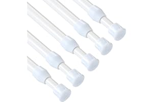 5 Pcs Tension Rod, OEH Tension Curtain Rod, No Drilling Tension Rods for Windows 28 to 48 inch, Rustproof Spring Rod, Spring Tension Curtain Rod for Doors, Windows, Wardrobe (28-48 inch)