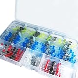 120 PCS Solder Seal Butt Connectors, Automotive Marine Waterproof Solder Wire Connectors, Insulated Electrical Butt Splices for Boat Truck Trailer