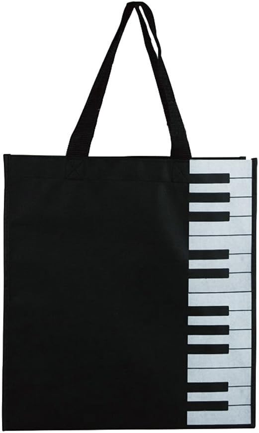 Black Canvas Bag Piano Keyboad Design Tote Bag Shoulder Purse