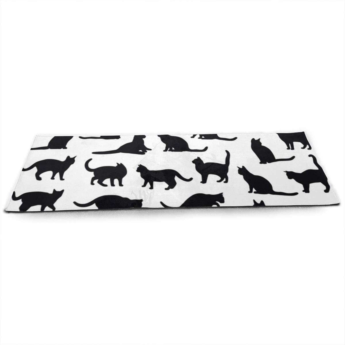Love Lovely Womens Yoga Mats Cat and Roses in Tattoo Non Slip 1/2" Extra Thick at Home Workout Gym Yoga Mat Eco Large