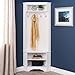 Prepac White Corner Hall Tree: Multifunctional Corner Clothes Rack with Corner Shoe Shelf - Elegant & Space-Saving Corner Solution for Your Home