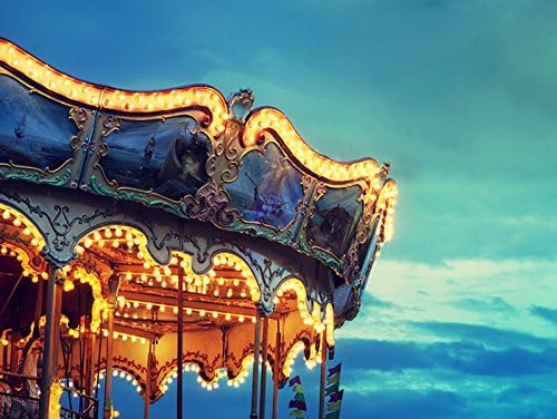 Carousel Photograph - Around We Go - 8x10 Photography - Merry Go Round Wall Decor