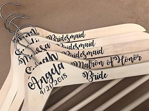Set of 5 Personalized Wooden Bridesmaids Hangers // Wedding Bridal Party Gifts