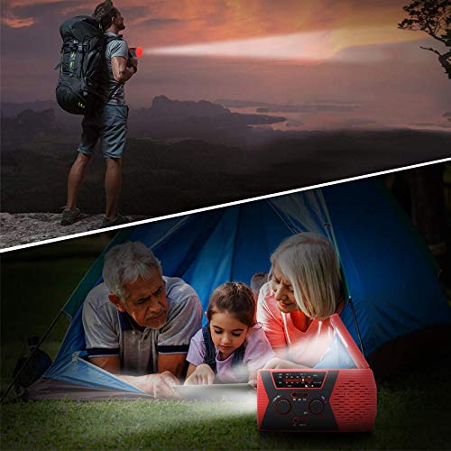 Jzenzero Emergency SOS Alarm Weather Radio Hand Crank Solar Power LED Flashlight Outdoor Tool Green
