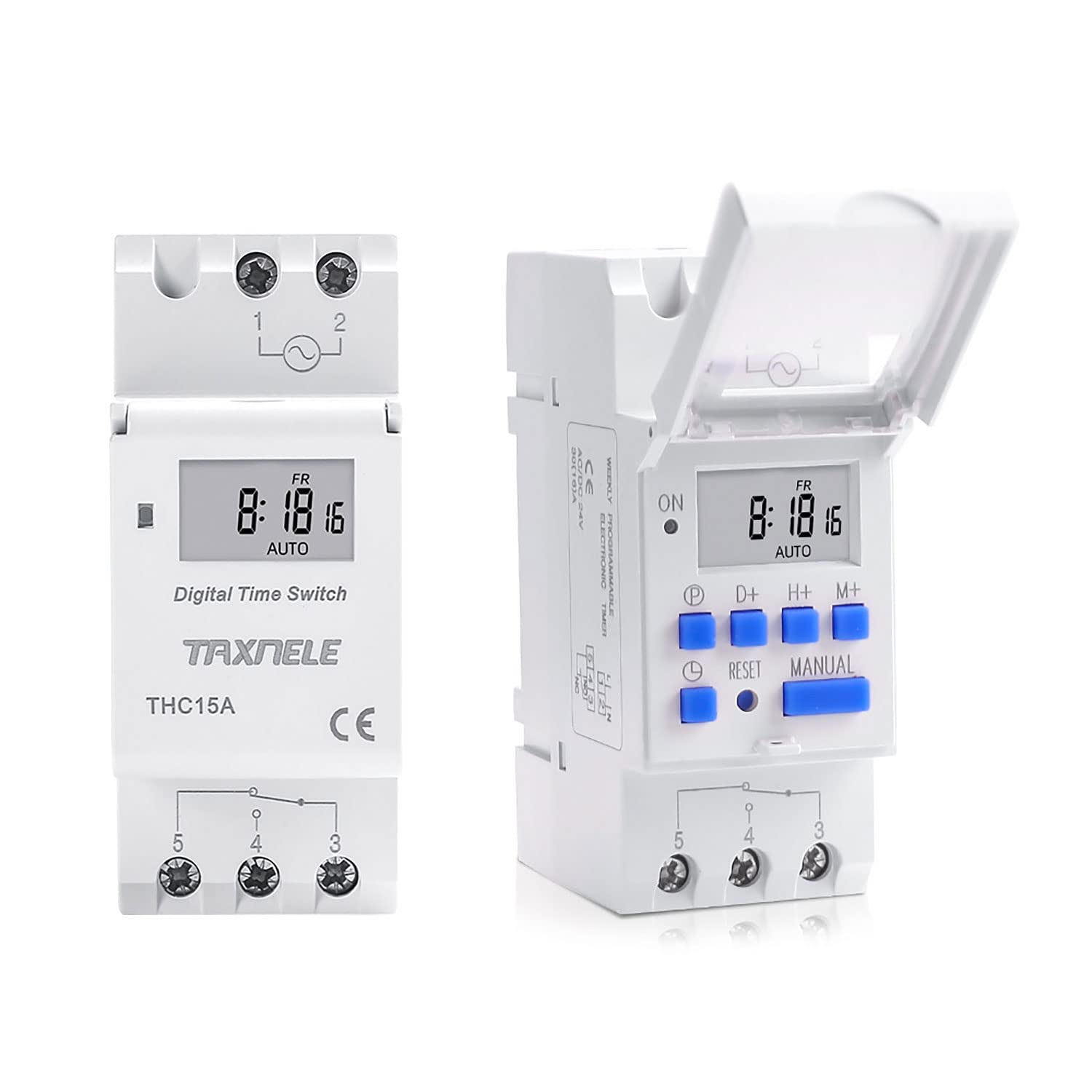THC15A THC30A Digital LCD Electronic Relay Timer Din Rail 2 Wire Weekly 7 Days Programmable Digital Timer Switch Relay Timer Control 230VAC (THC15A) (THC15A)
