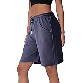 RenWoGai Womens Cotton Sweat Shorts Casual Summer Loose Athletic Short Drawstring Waist Lounge Running Shorts with 3 Pockets
