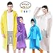 EUOW Rain Ponchos EVA Reusable Raincoats for Family Travel,Camping,Hiking,Fishing for Emergency Rain Coat for Adults & Kids(4 Pack)