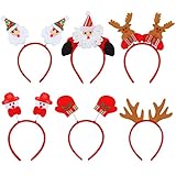 Aneco 6 Pack Christmas Santa Headbands Reindeer Antlers Headband Snowman Costume Hair Hoop for Christmas Holiday Party