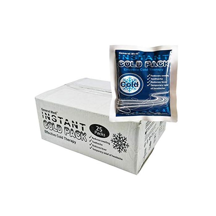 Instant Ice Cold Pack (4”x 5.5”) – Set of 25 Disposable Cold Therapy Ice Packs for Pain Relief, Swelling, Inflammation…