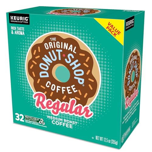 THE ORIGINAL DONUT SHOP REGULAR, SINGLE-SERVE KEURIG K-CUP PODS, MEDIUM ROAST COFFEE PODS, 32 COUNT