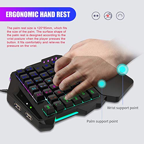 One Handed Mechanical Gaming Keyboard, One‑Handed Small Gaming Ergonomic Keyboard Built‑in