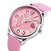 IJAHWRS Girls Analog Watch, Fashion Lady Quartz Wrist Watch Leather Strap Big Face Fun Cute Watches with Lovely Heart Shape Water Resistant - Pink