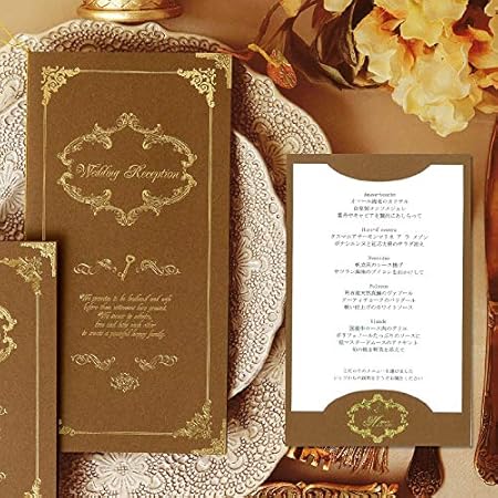 Amazon ココサブ 結婚式 メニュー表 手作りキット ルクール 10枚セット ブラウン メニュースタンド 文房具 オフィス用品