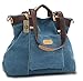 KISS GOLD(TM Women's Casual Canvas Top-Handle Bag Shoulder Bag (Blue)