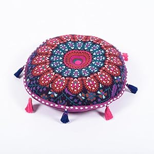 Zen Mandala Mediation Cushions – Beautiful Design – Handmade – Spiritual – Gifts – Cushion Included – Hippie – Bohemian – Indian – Boho (Purple)