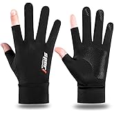 Eohak Men Summer Gloves UV Protection Driving Gloves Anti-Slip Touch Screen Gloves Outdoor Fishing Gloves